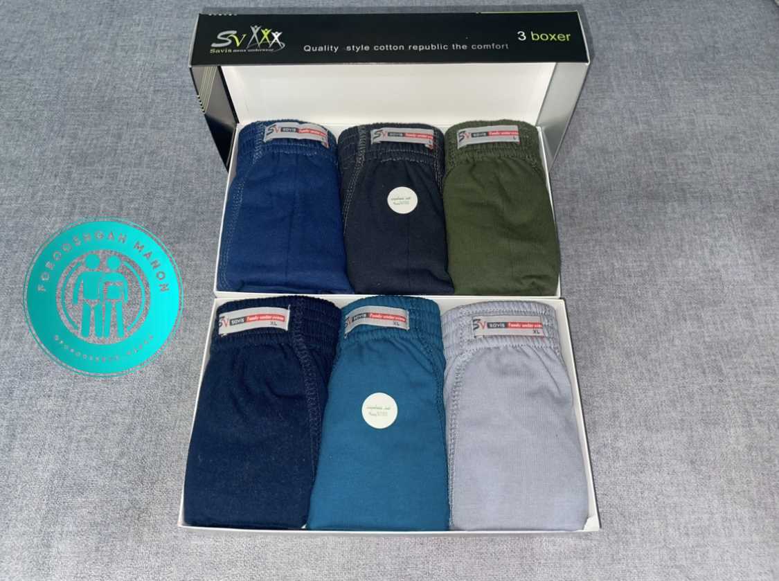 شورت پادار مردانه نخ خالص رنگی ساویس(پک سه عددی) - Image 2