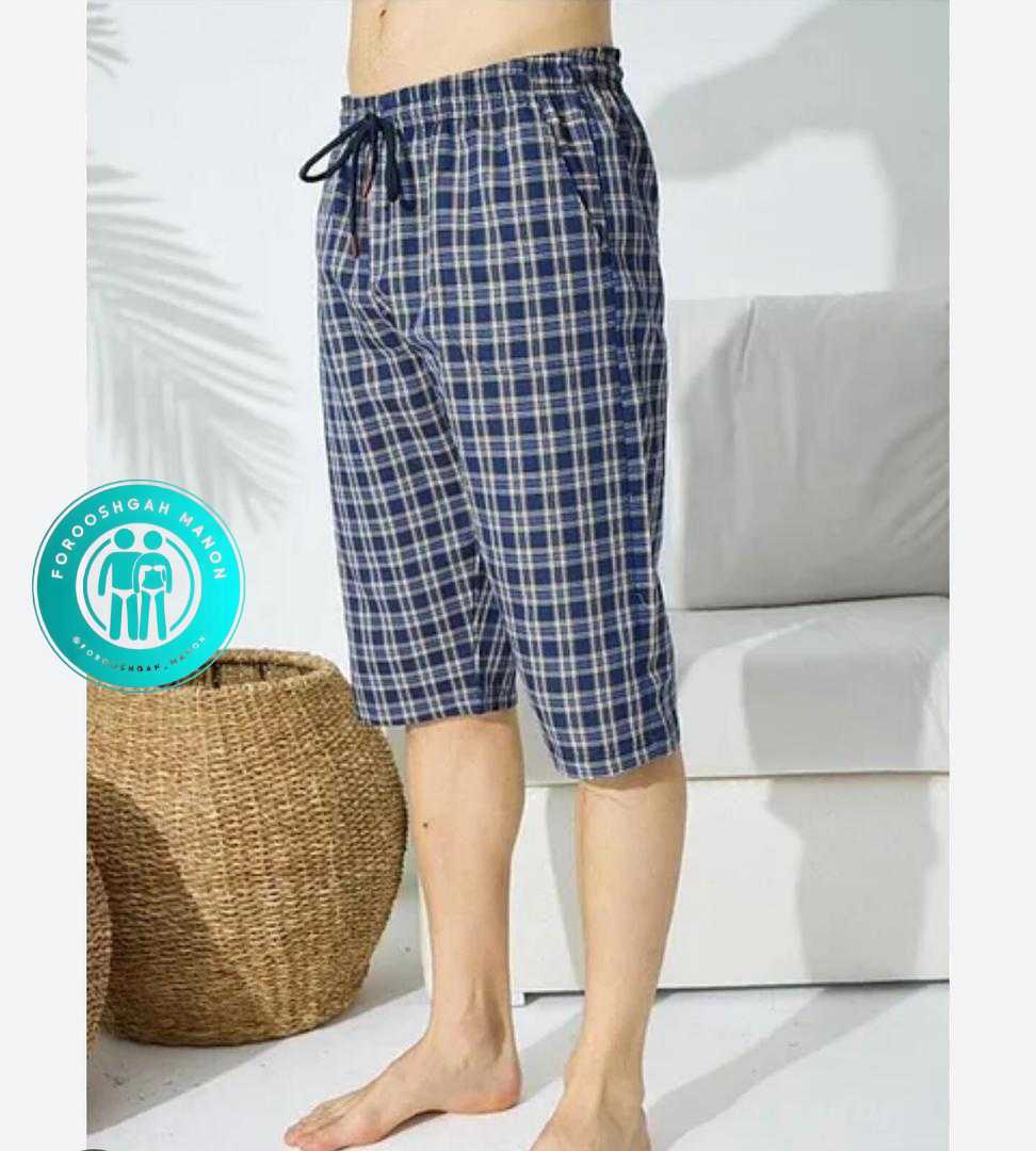 شلوارک مردانه تترون چهارخانه مدل ساحل