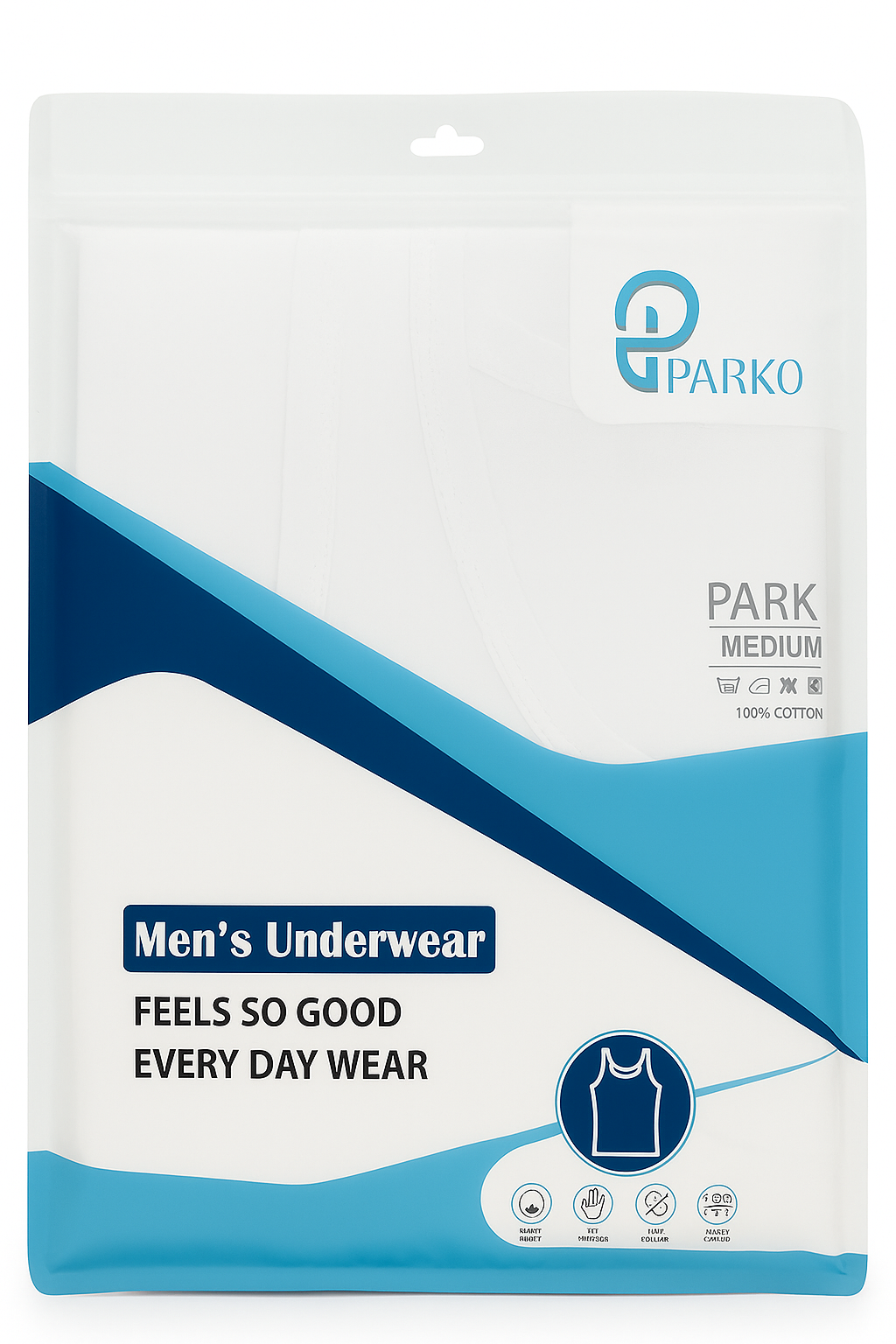 رکابی نخ خالص مردانه سفید پارکو - Image 2