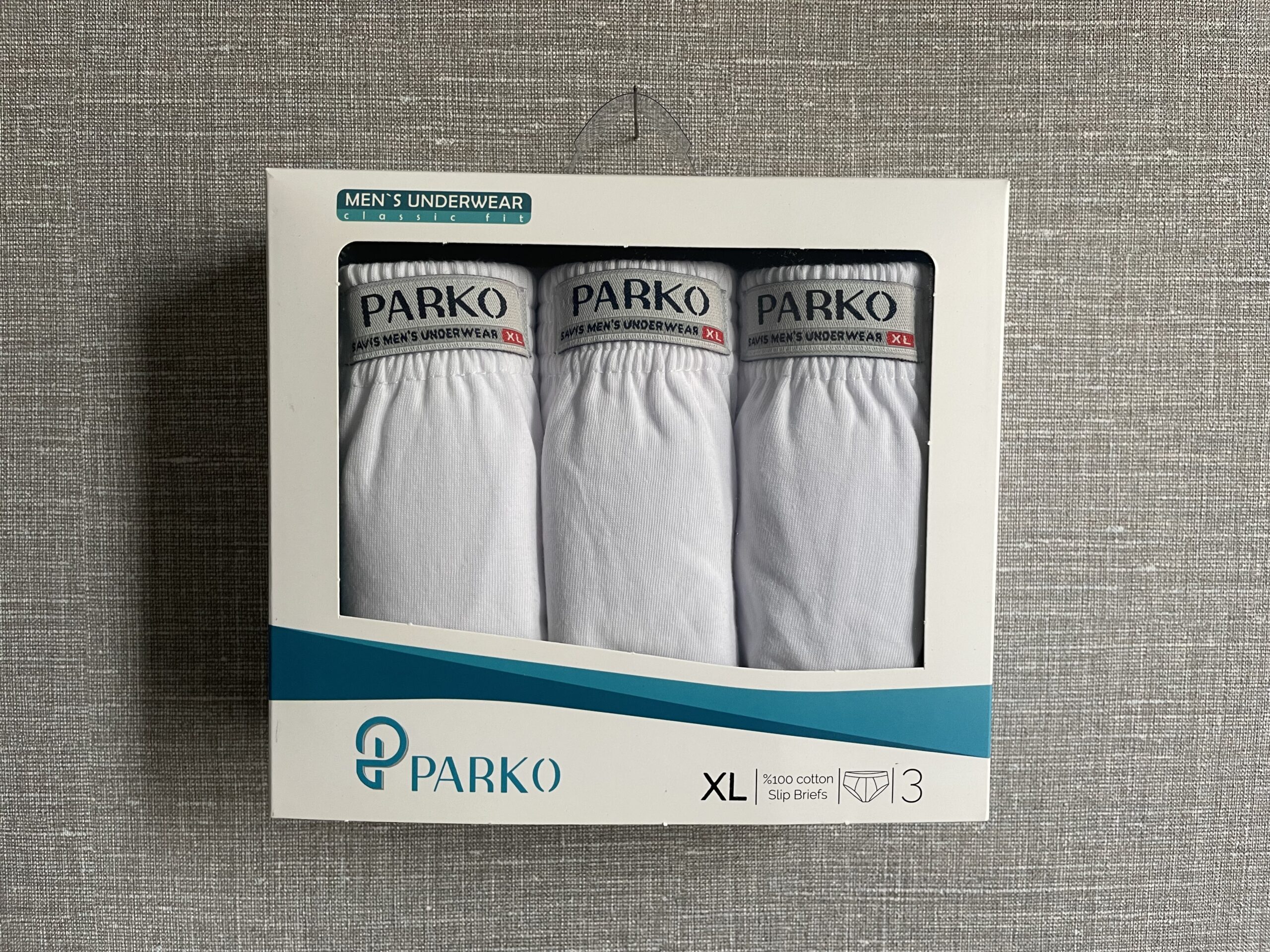 شورت اسلیپ سفید مردانه نخ خالص پارکو(پک سه عددی) - Image 2